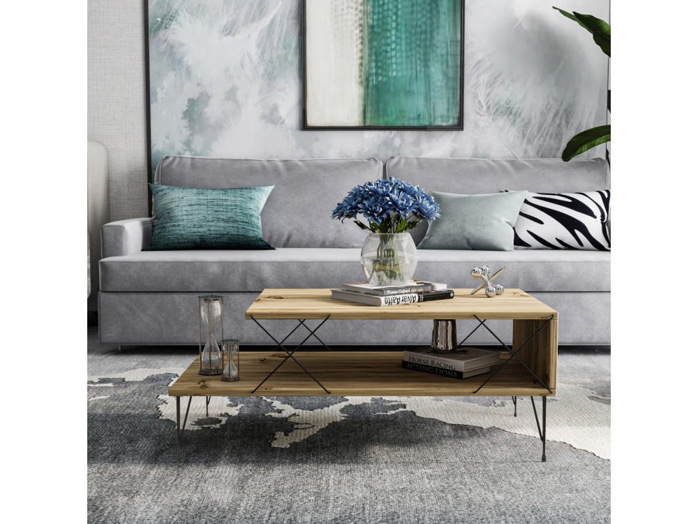 Houten salontafel "Loire" - 100 x 50 x 40 cm - Bruin