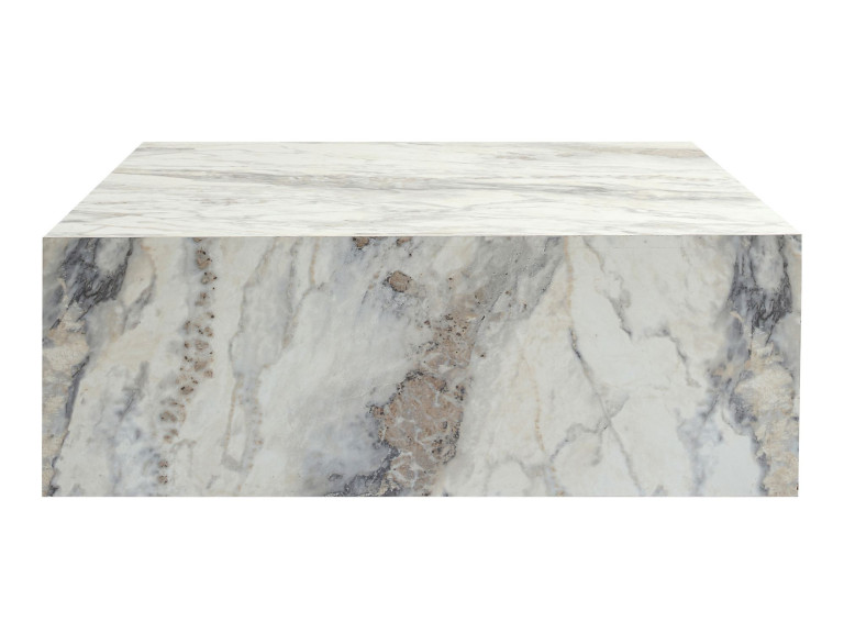Prizma" houten salontafel - 90 x 90 x 35 cm - Freesia marmer
