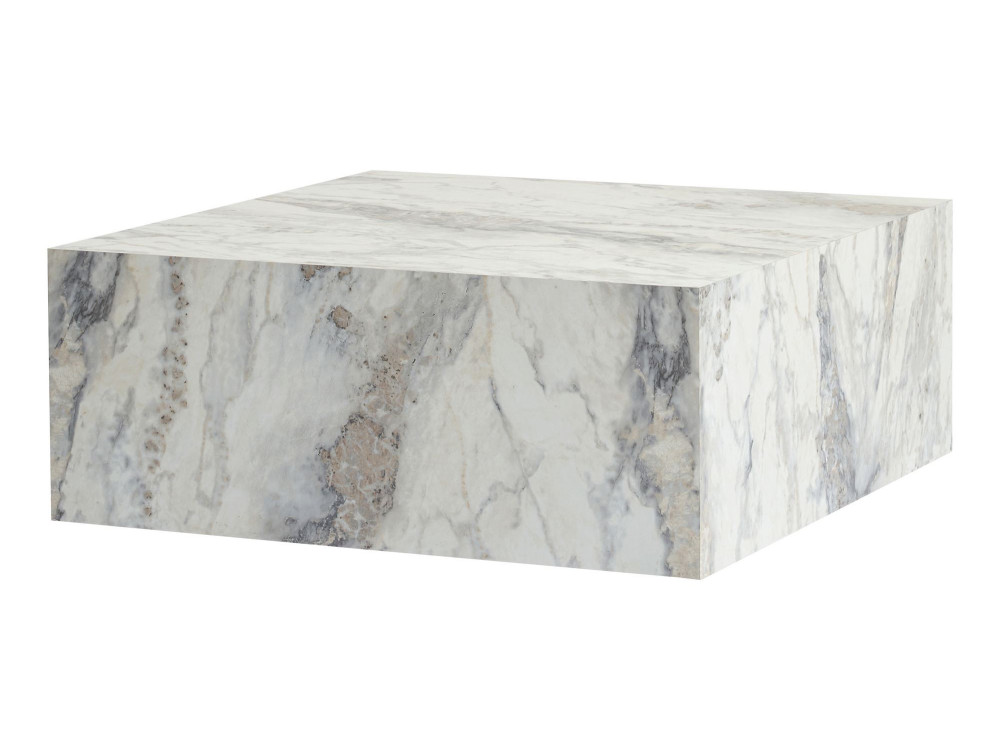 Prizma" houten salontafel - 90 x 90 x 35 cm - Freesia marmer