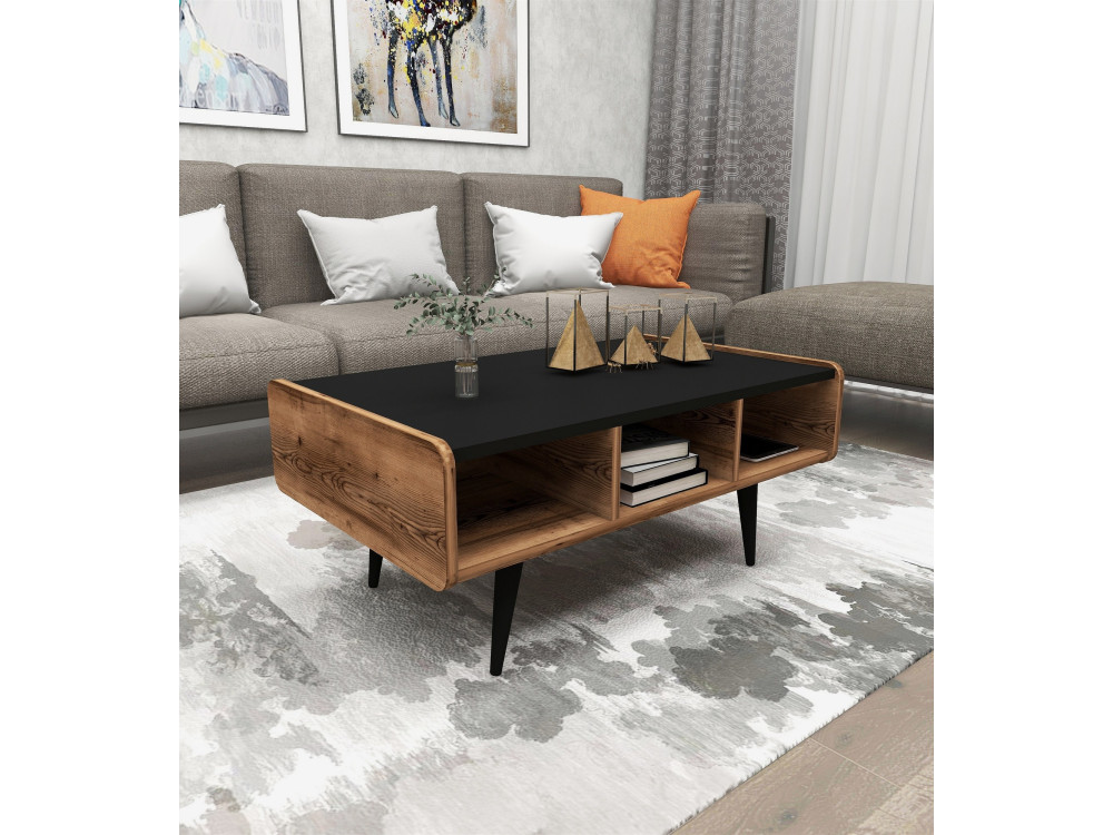 Houten salontafel "Line" - 90 x 56 x 40 cm - Licht walnoot