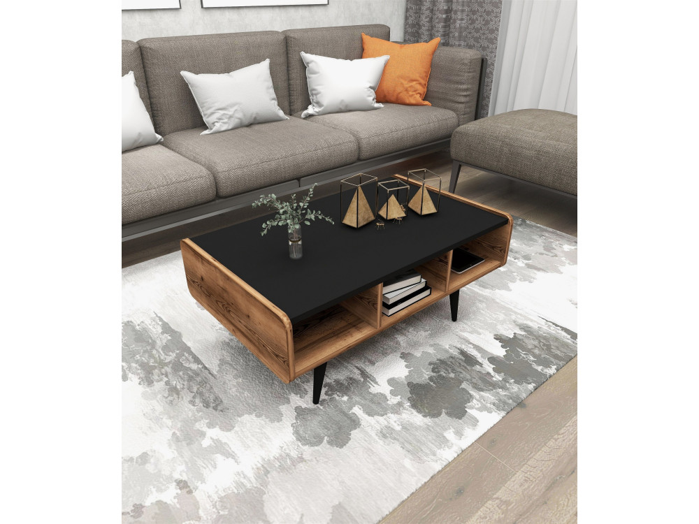 Houten salontafel "Line" - 90 x 56 x 40 cm - Licht walnoot