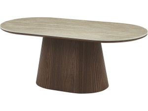 Portofino" ovale keramische salontafel - 120 cm -Travertin en bruin