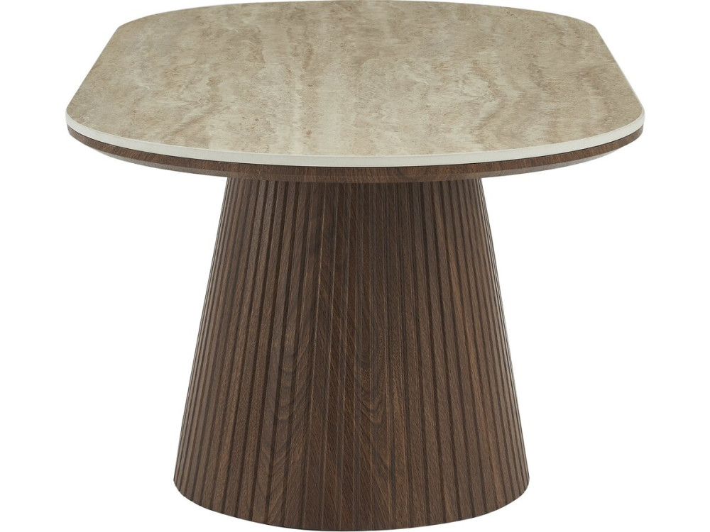 Portofino" ovale keramische salontafel - 120 cm -Travertin en bruin