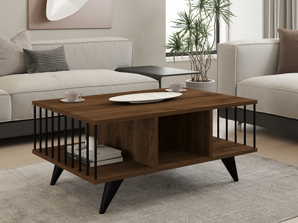 Houten salontafel "Bert" - 90 x 60 x 40 cm - Notelaar