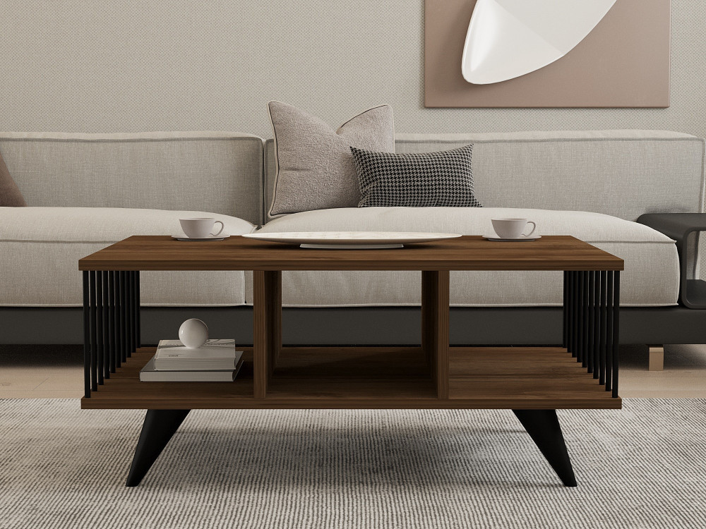 Houten salontafel "Bert" - 90 x 60 x 40 cm - Notelaar