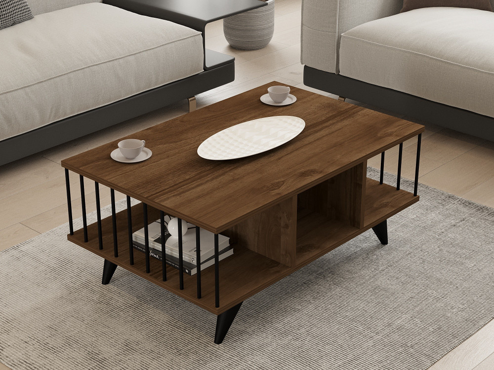 Houten salontafel "Bert" - 90 x 60 x 40 cm - Notelaar