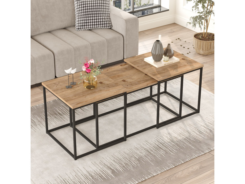 Set van 3 houten salontafels "VG9" - 90 x 45 x 44 cm - Atlantic Pine