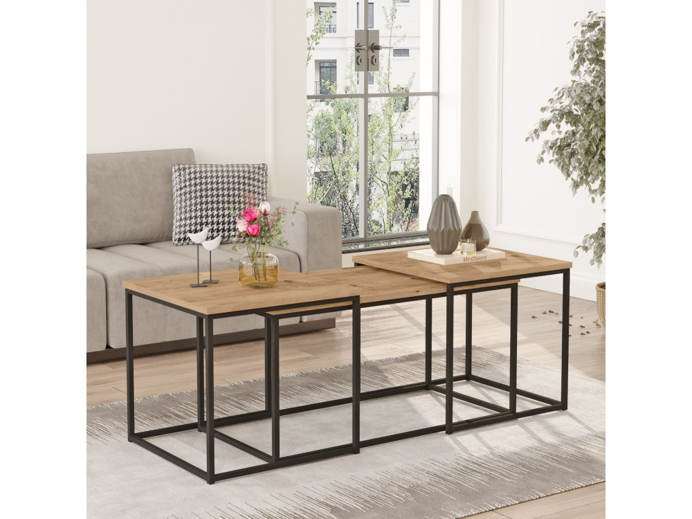 Set van 3 houten salontafels "VG9" - 90 x 45 x 44 cm - Atlantic Pine