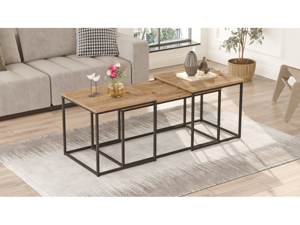 Set van 3 houten salontafels "VG9" - 90 x 45 x 44 cm - Atlantic Pine