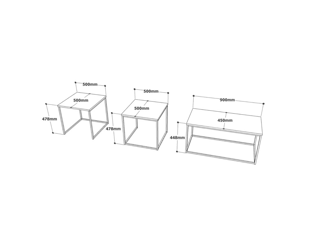 Set van 3 houten salontafels "VG9" - 90 x 45 x 44 cm - Atlantic Pine