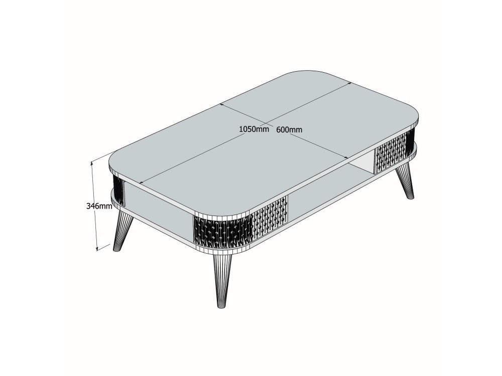 Houten salontafel "Eylul" - 105 x 60 x 35 cm - Travertin