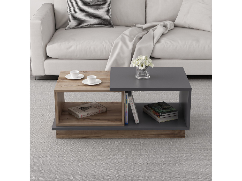 Houten salontafel "Consept" - 90 x 45 x 36 cm - Antracietgrijs