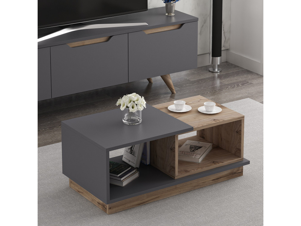 Houten salontafel "Consept" - 90 x 45 x 36 cm - Antracietgrijs