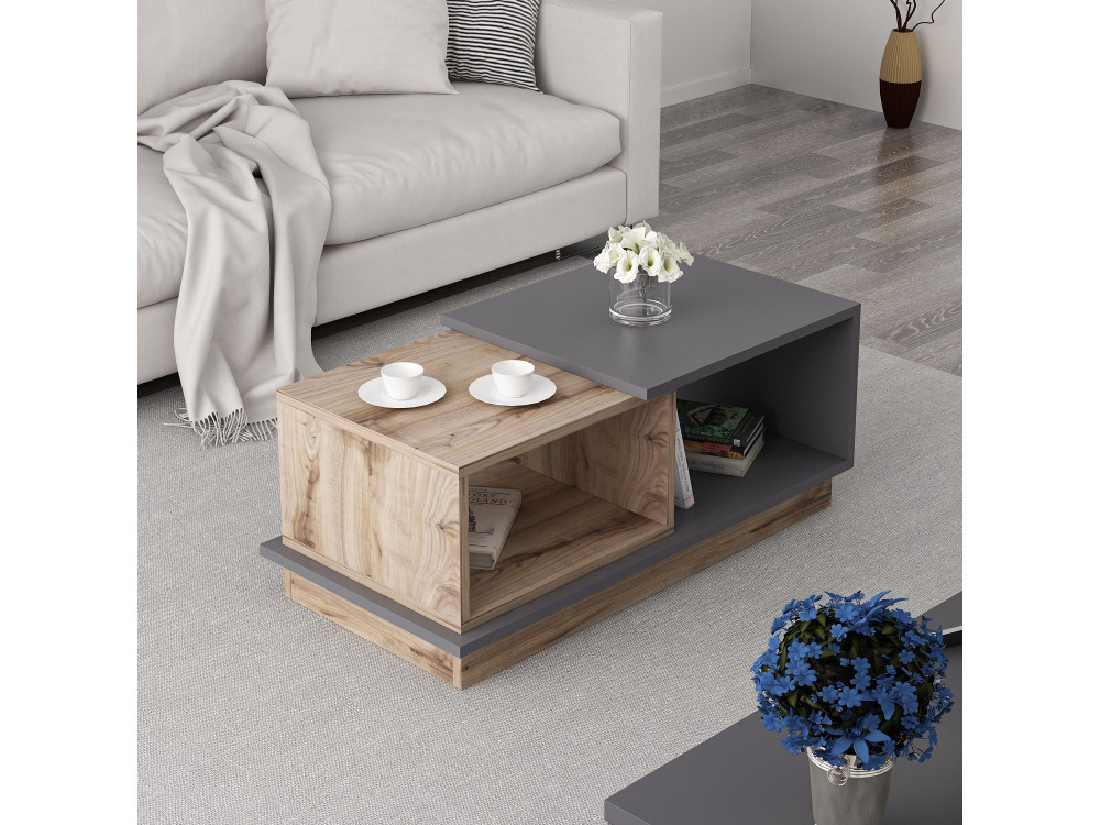 Houten salontafel "Consept" - 90 x 45 x 36 cm - Antracietgrijs