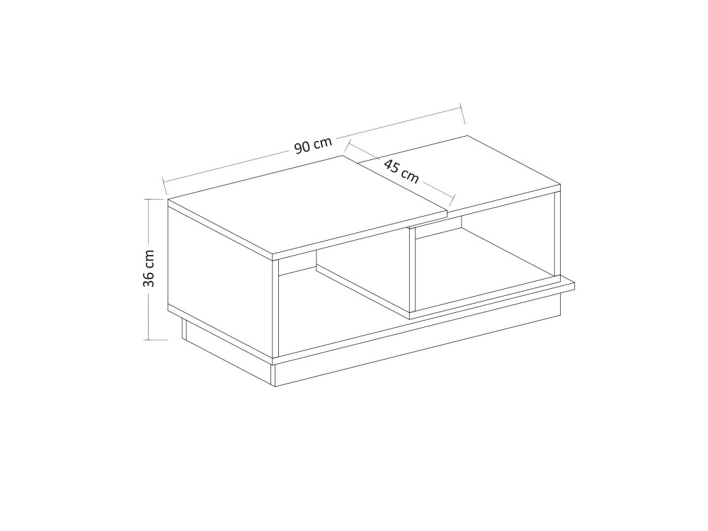 Houten salontafel "Consept" - 90 x 45 x 36 cm - Antracietgrijs