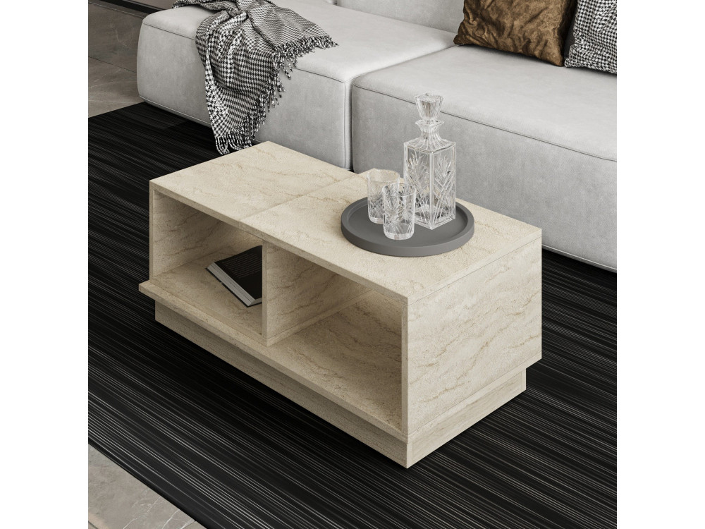 Houten salontafel "Consept" - 90 x 45 x 36 cm - Travertin