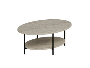 Houten salontafel „Elis“ – 90 x 60 x 36 cm – Travertijn
