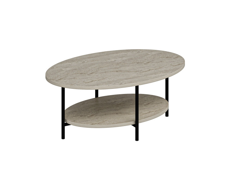 Houten salontafel „Elis“ – 90 x 60 x 36 cm – Travertijn