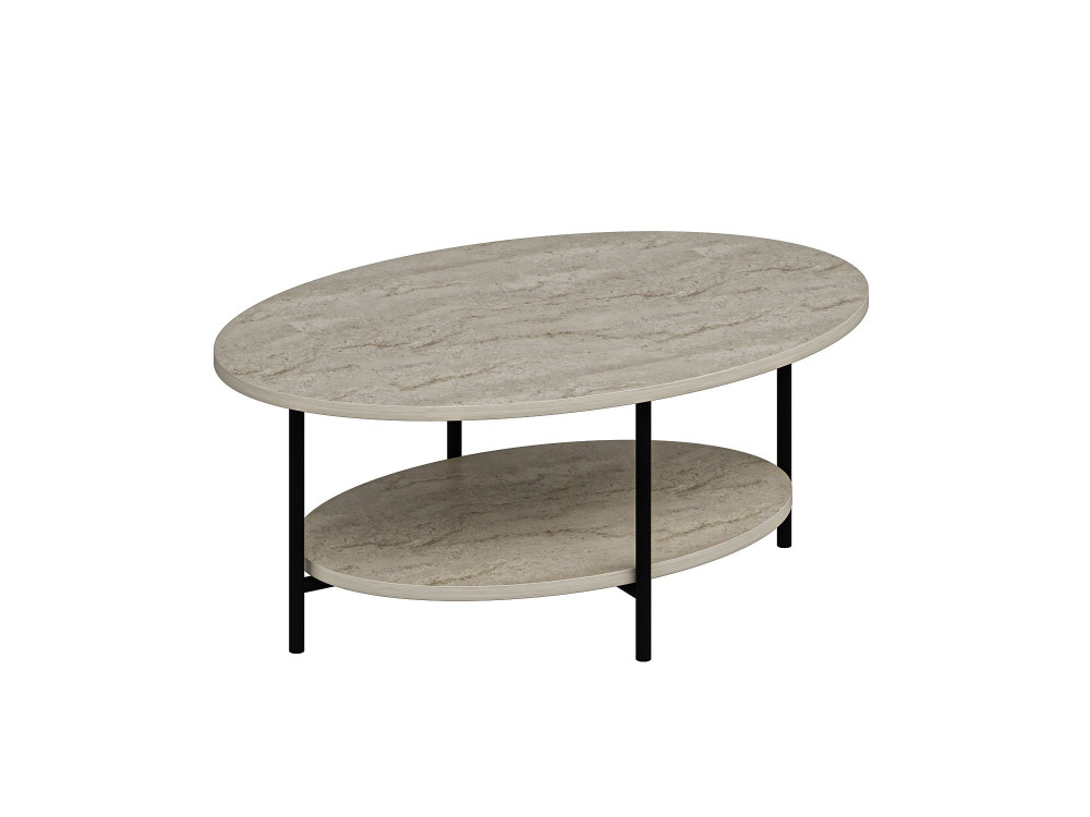 Houten salontafel „Elis“ – 90 x 60 x 36 cm – Travertijn
