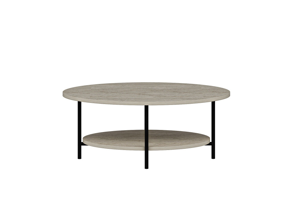 Houten salontafel „Elis“ – 90 x 60 x 36 cm – Travertijn