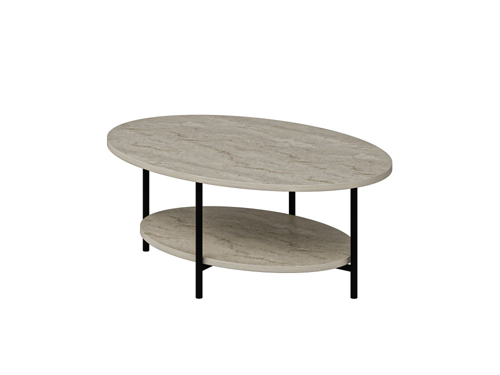 Houten salontafel „Elis“ – 90 x 60 x 36 cm – Travertijn