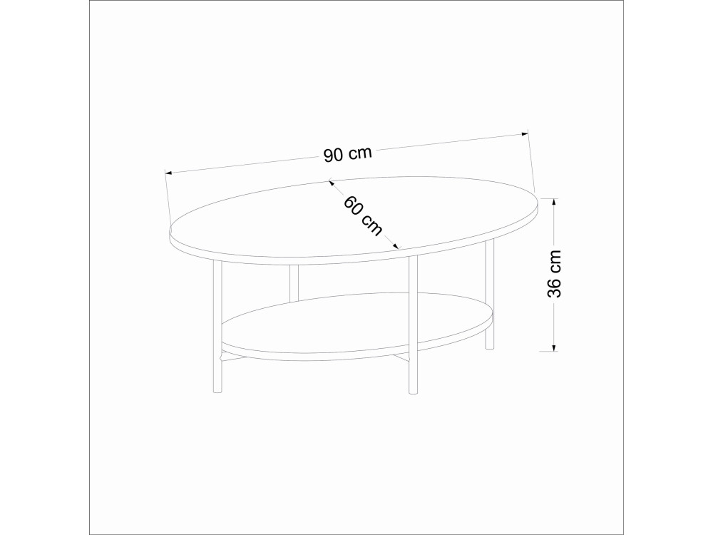 Houten salontafel „Elis“ – 90 x 60 x 36 cm – Travertijn