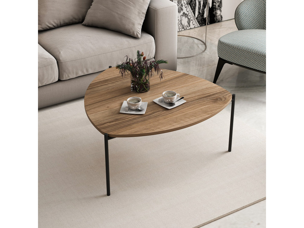 Houten salontafel "Lenny" - 90 x 89 x 40 cm - Notelaar
