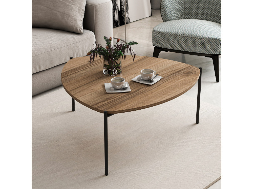 Houten salontafel "Lenny" - 90 x 89 x 40 cm - Notelaar