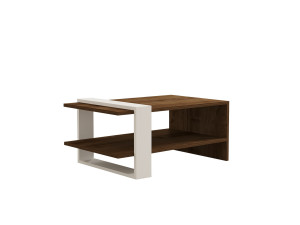 Houten salontafel "Gaye" - 80 x 50 x 35 cm - Notelaar, Wit