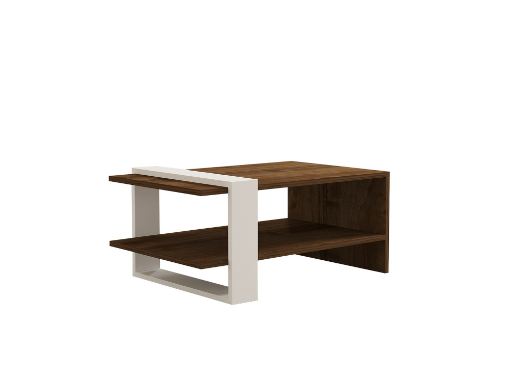 Houten salontafel "Gaye" - 80 x 50 x 35 cm - Notelaar, Wit