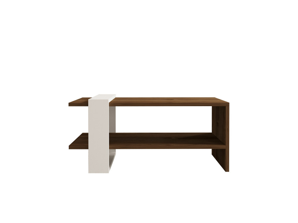 Houten salontafel "Gaye" - 80 x 50 x 35 cm - Notelaar, Wit