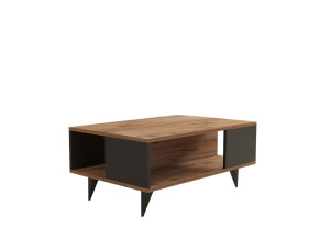 Houten salontafel "Yuka" - 90 x 60 x 39 cm - Notelaar, Zwart