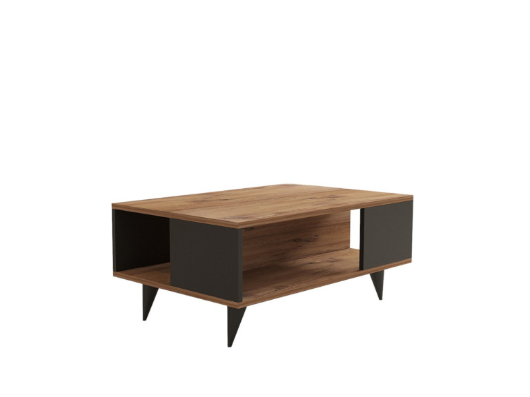 Houten salontafel "Yuka" - 90 x 60 x 39 cm - Notelaar, Zwart