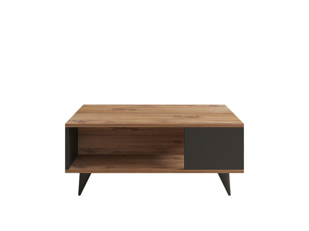 Houten salontafel "Yuka" - 90 x 60 x 39 cm - Notelaar, Zwart