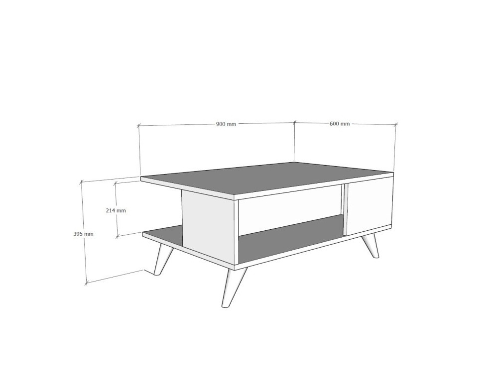 Houten salontafel "Yuka" - 90 x 60 x 39 cm - Notelaar, Zwart
