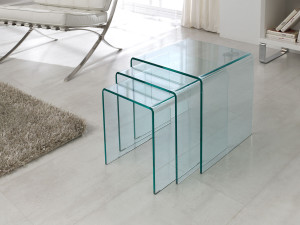 Set van 3 salontafels "Irène" - 42 x 42 x 42 cm - Transparant