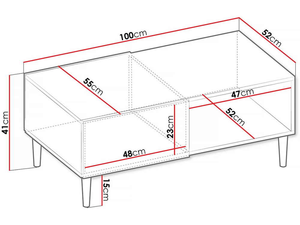 Salontafel "Nakomo" - 100 x 41 x 52 cm - Wit