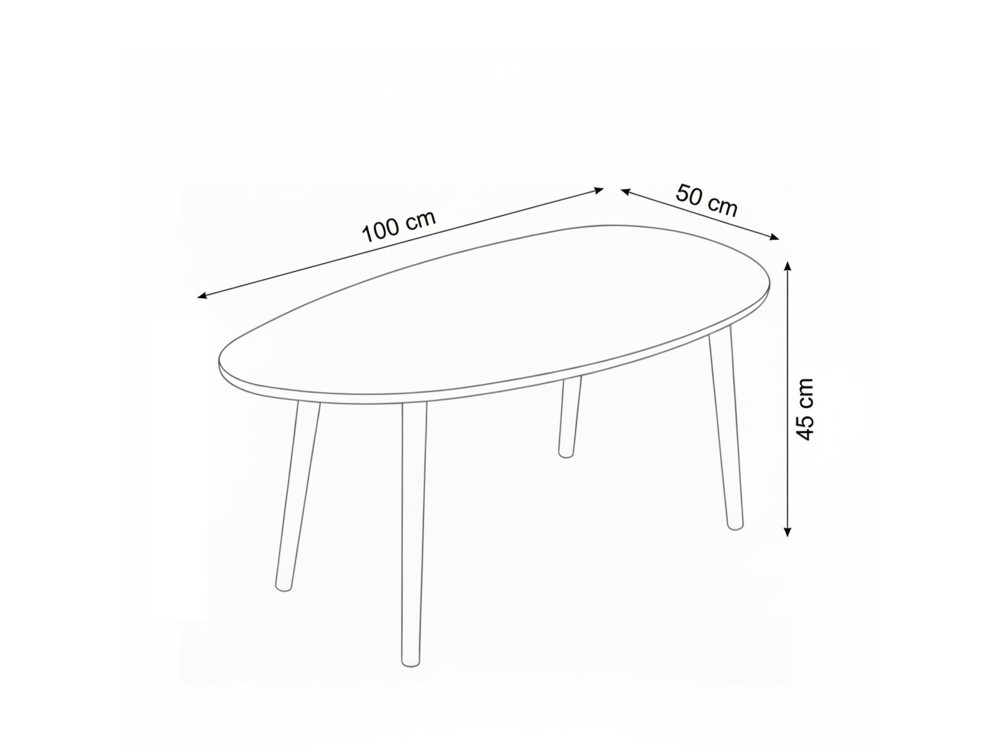 Houten salontafel "Nora" 100 x 50 x 45 cm - Notelaar