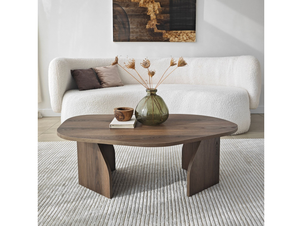 Houten salontafel "Rock" 100 x 60 x 35 cm - Notelaar