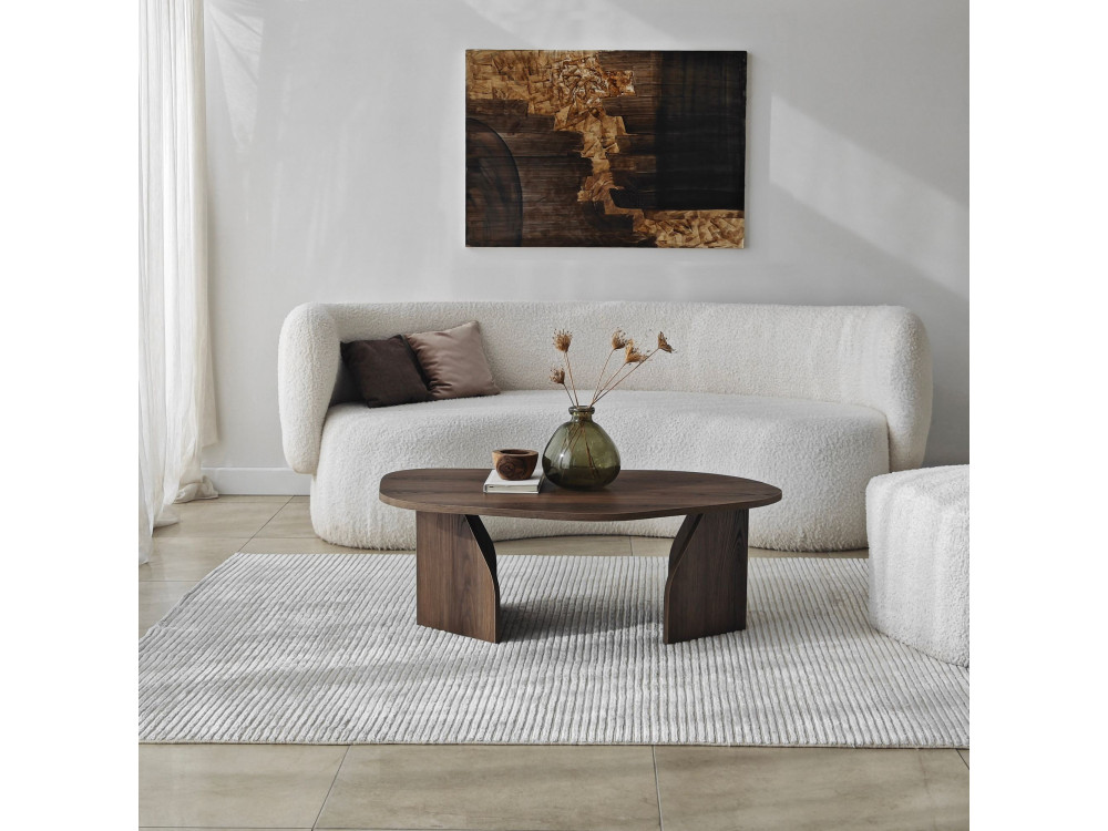 Houten salontafel "Rock" 100 x 60 x 35 cm - Notelaar