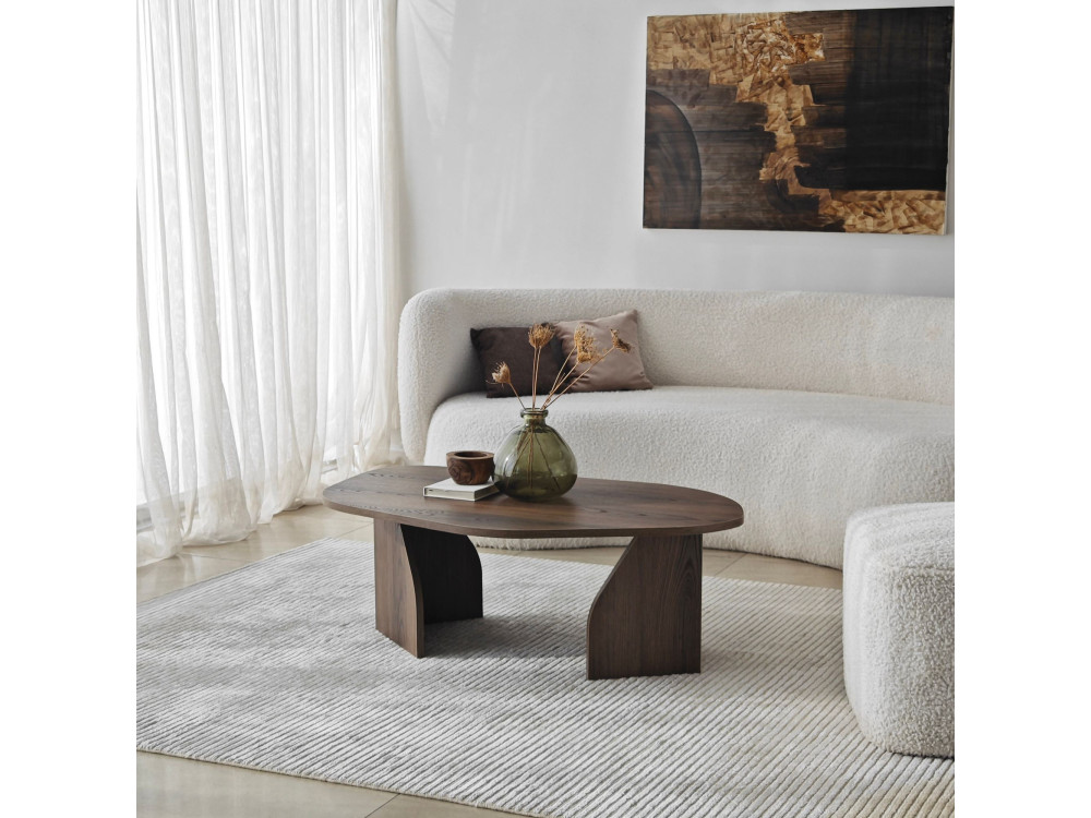 Houten salontafel "Rock" 100 x 60 x 35 cm - Notelaar