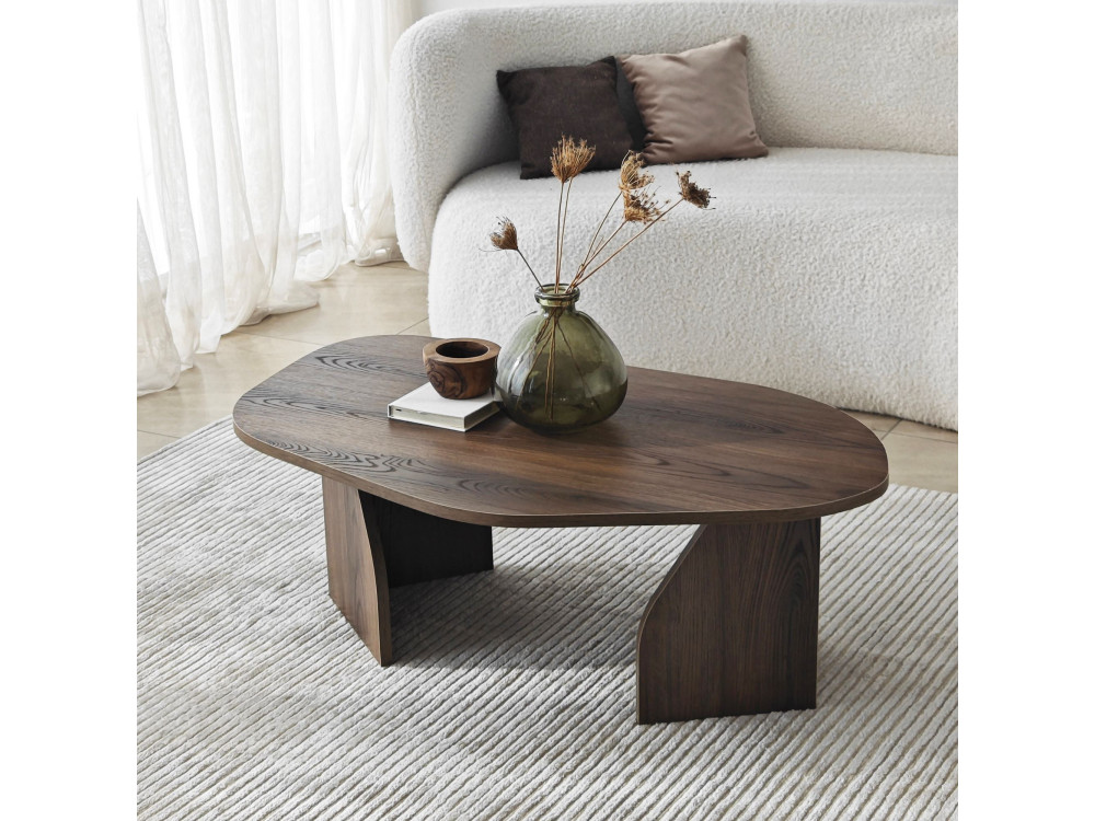 Houten salontafel "Rock" 100 x 60 x 35 cm - Notelaar