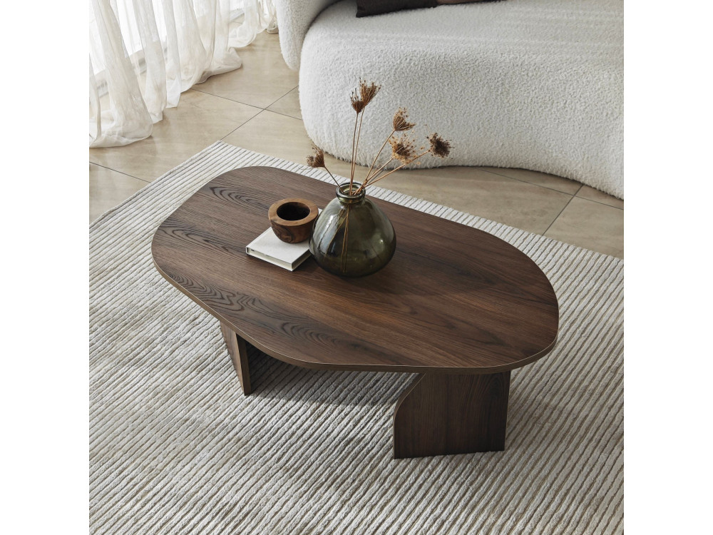 Houten salontafel "Rock" 100 x 60 x 35 cm - Notelaar