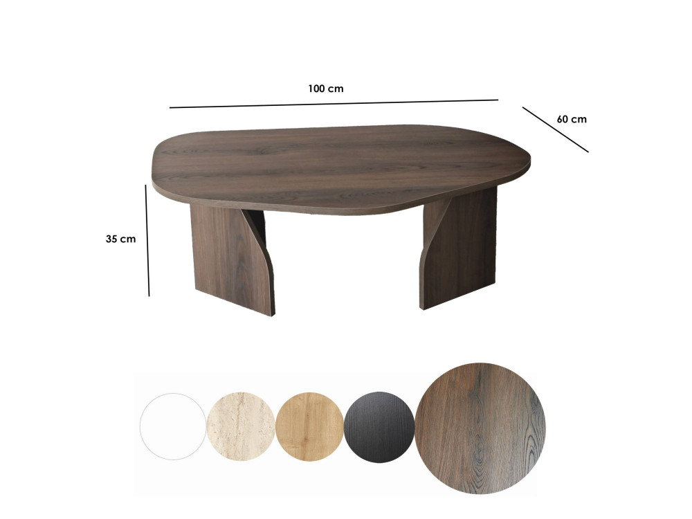 Houten salontafel "Rock" 100 x 60 x 35 cm - Notelaar