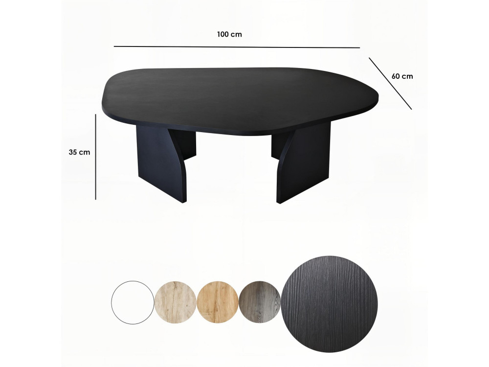 Houten salontafel Rock 100 x 60 x 35 cm - Zwart