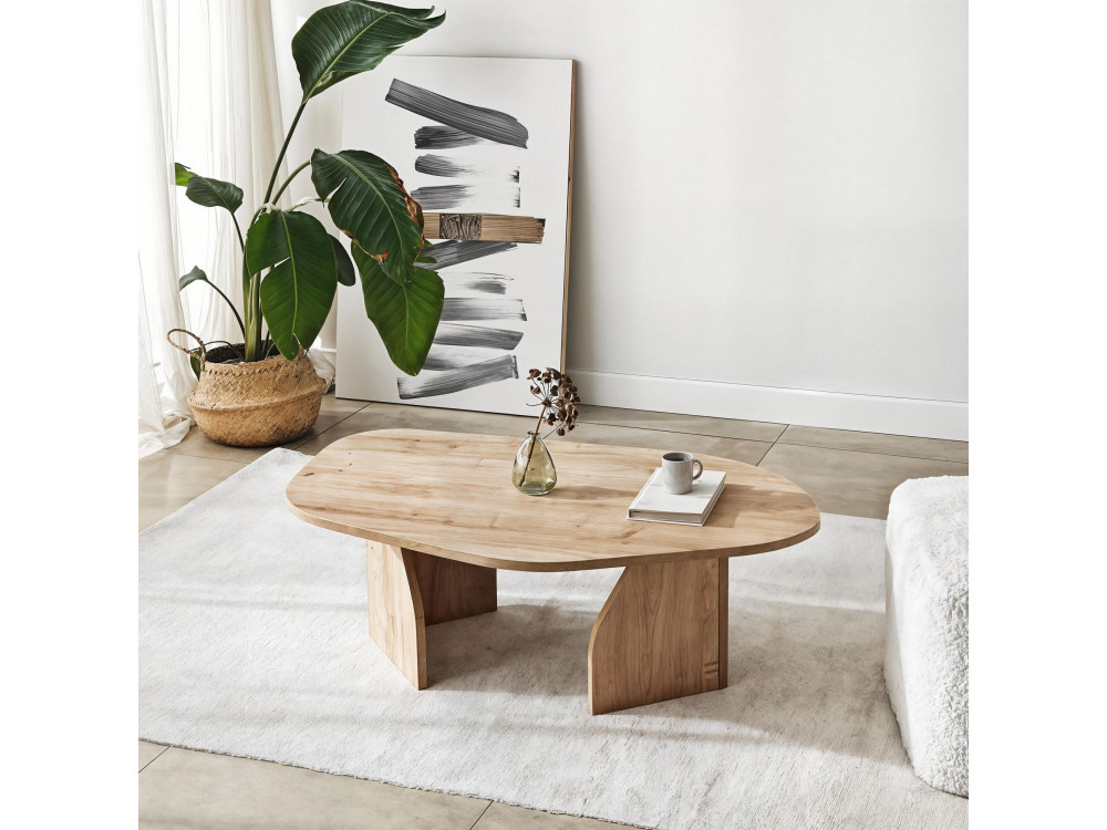 Houten salontafel "Rock" 100 x 60 x 35 cm - Saffier eik