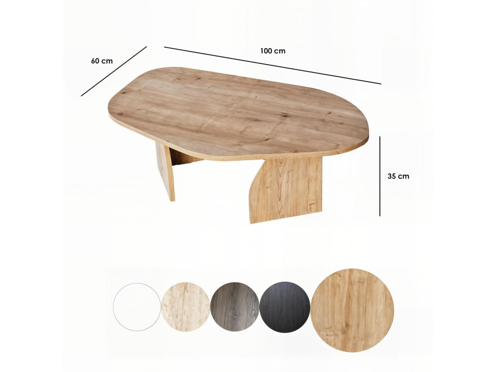 Houten salontafel "Rock" 100 x 60 x 35 cm - Saffier eik