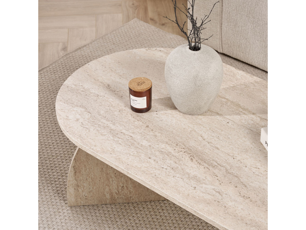 Houten salontafel "Melina" 120 x 60 x 40 cm - Travertin