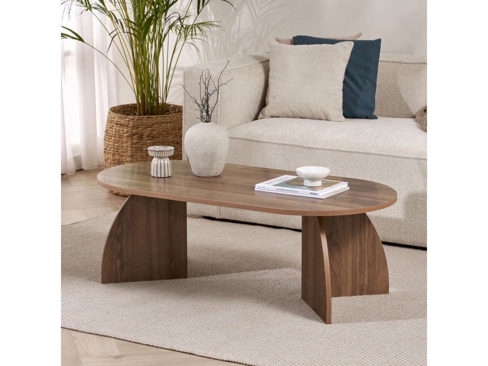 Houten salontafel "Melina" 120 x 60 x 40 cm - Notelaar