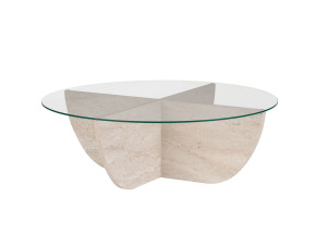 Salontafel Liya" glas 90 x 90 x 30 cm - Travertin